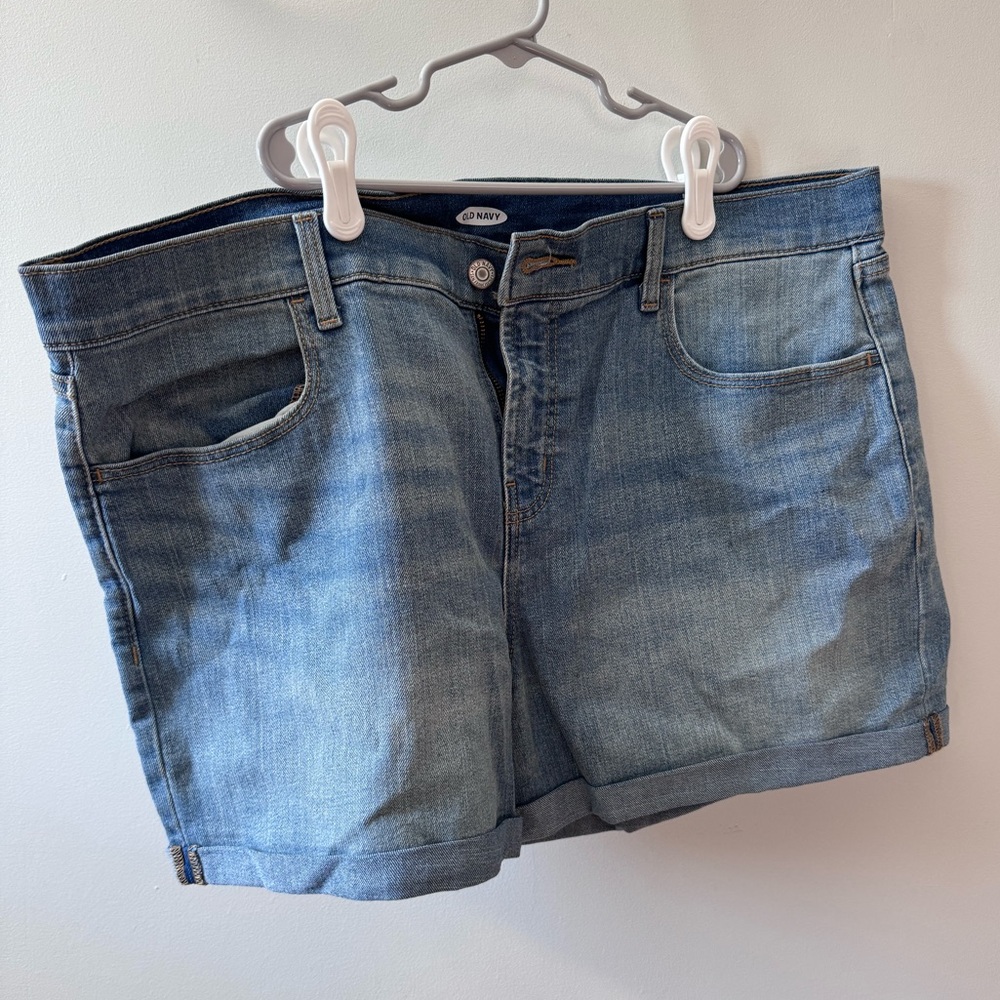 Old navy blue denim shorts